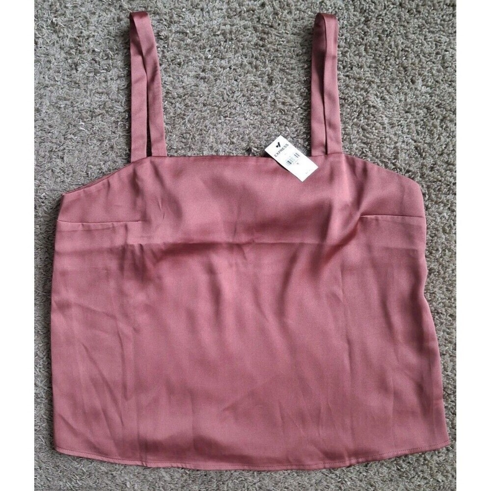 Express Cropped Satin Cami Tank Cropped Medium Rusty Orange Casual Silky New